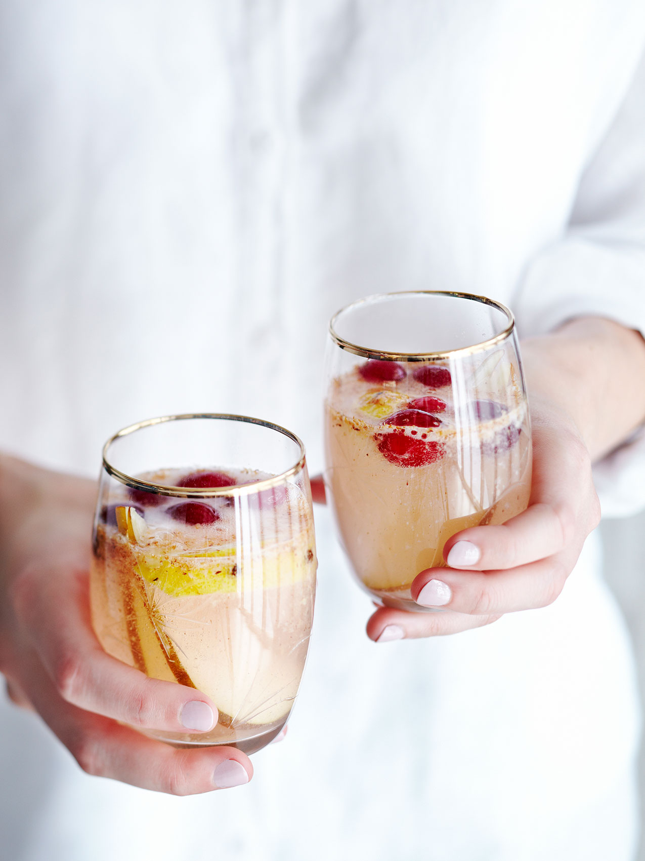 Winter Cocktails with Fresh Apple & Cherries • Beverage & Liquid Photography