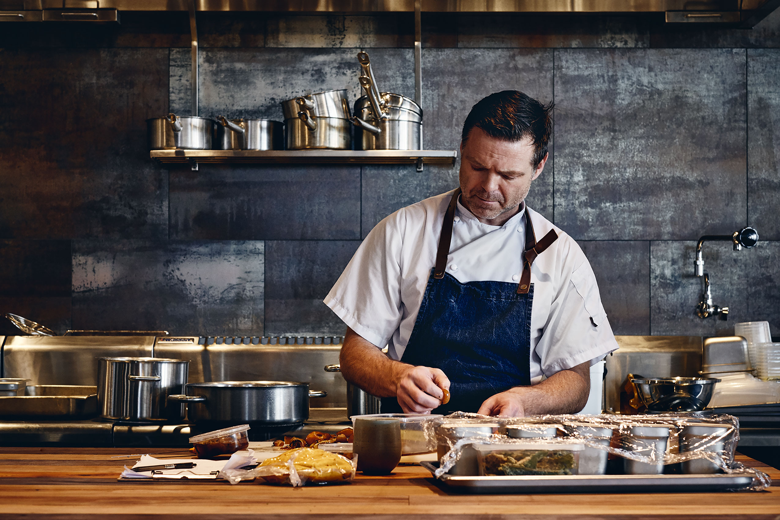 Ahi New Zealand Chef Ben Bayly Working in Kitchen • Hospitality & Culinary Food Photography