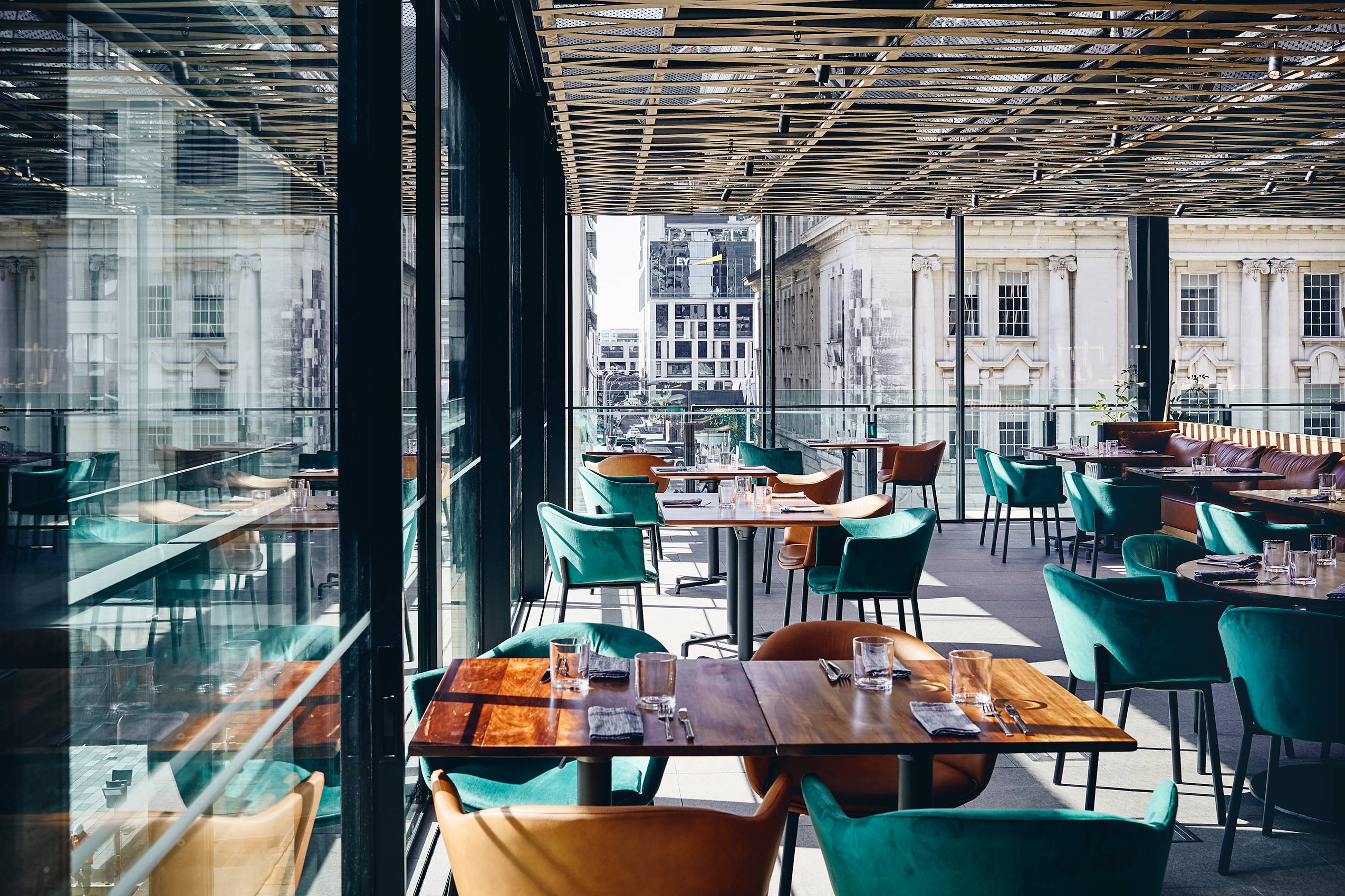 Ahi Dining Room with Full-Length Windows • Hospitality & Culinary Food Photography