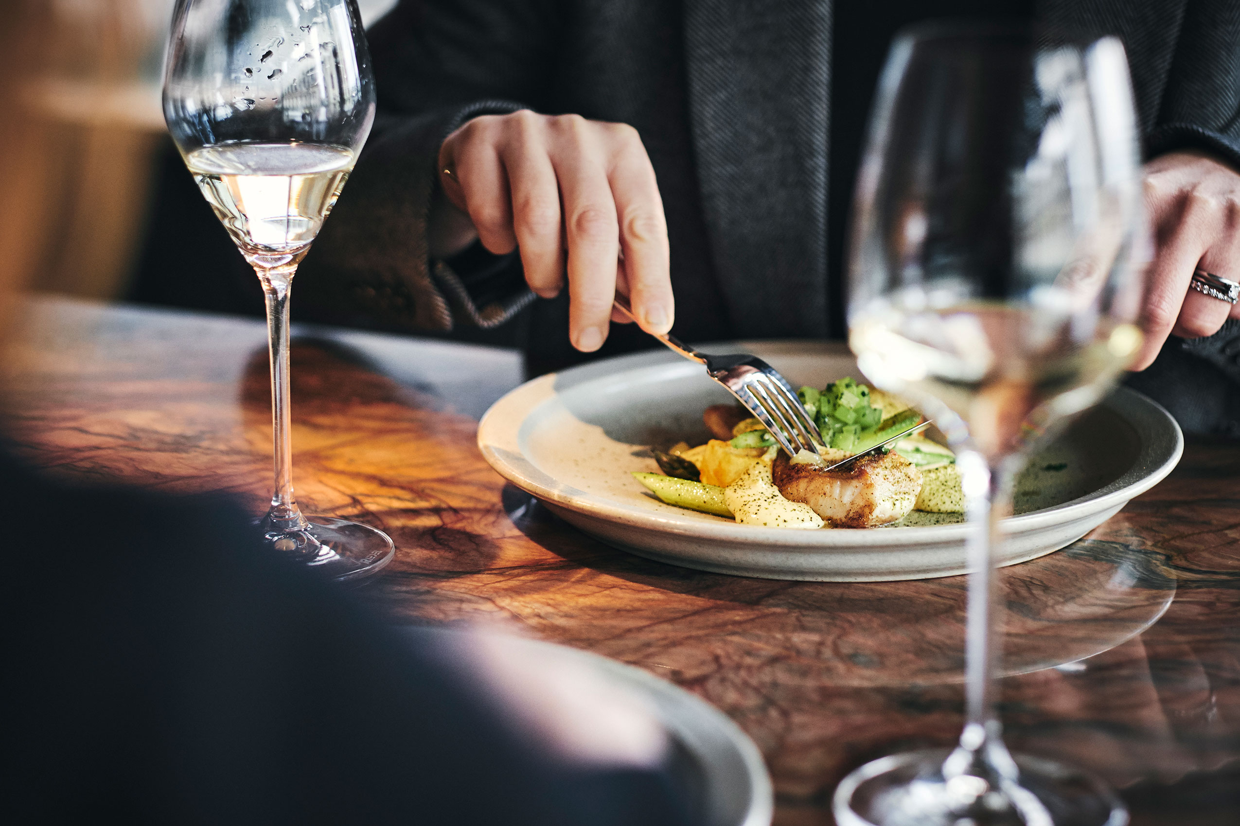 Ahi Dry-Aged Kingfish with White Wine • Hospitality & Culinary Food Photography