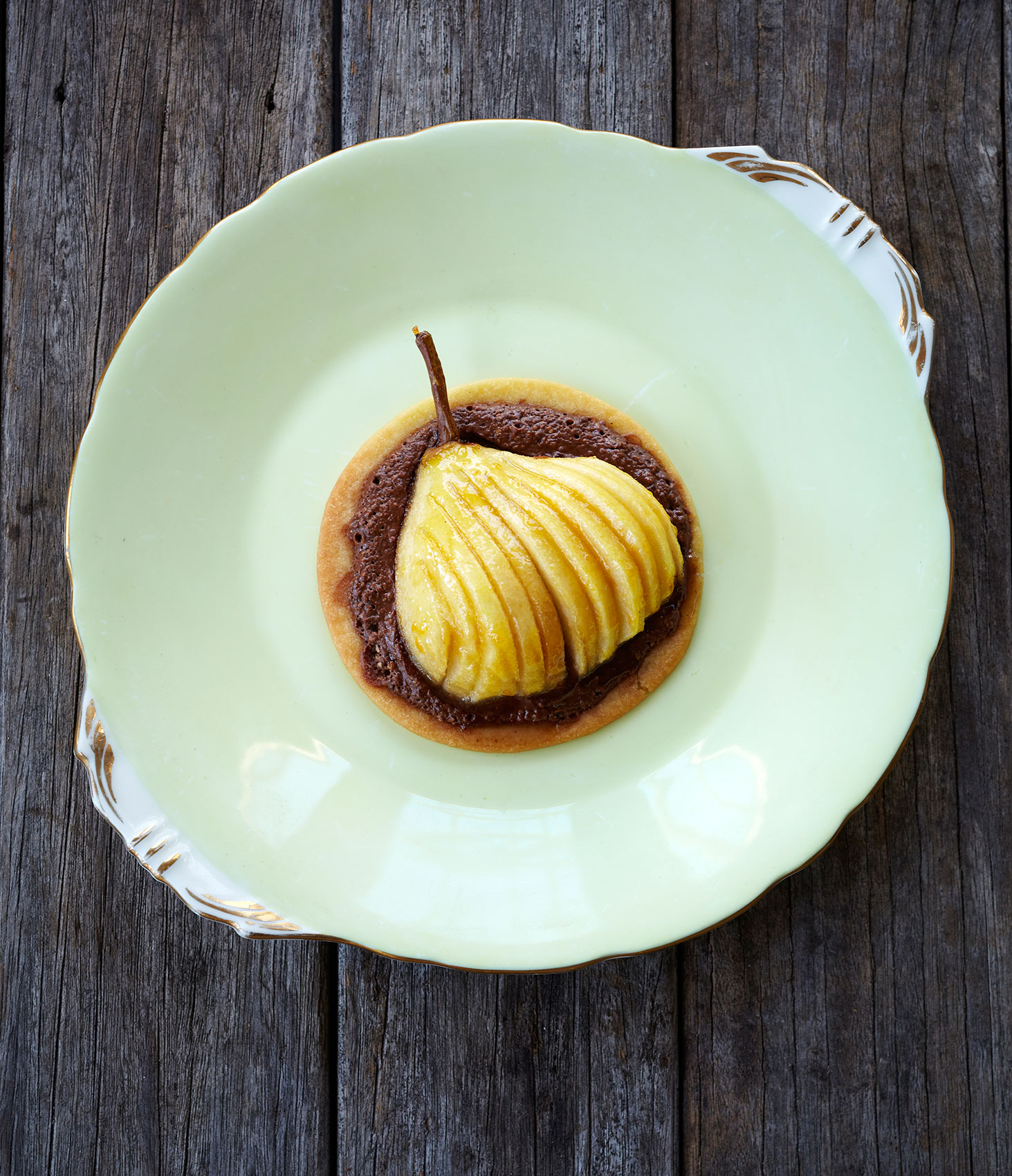 Free Range in the City • Hazelnut Tarts with Glazed Pear in China Bowl • Cookbook & Lifestyle Food Photography