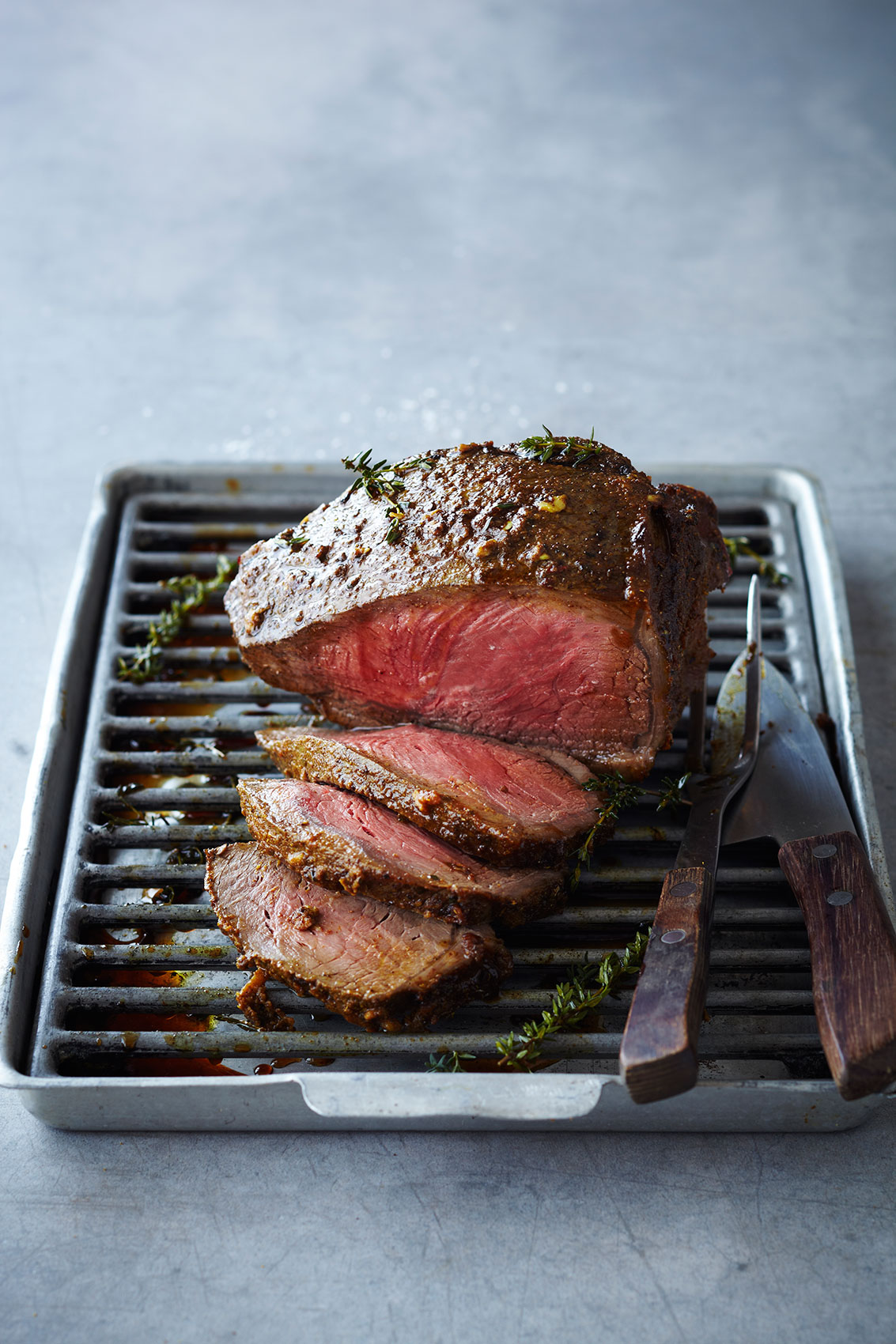 Rare Bolar Roast with Rosemary on Grill • Advertising & Editorial Food Photography