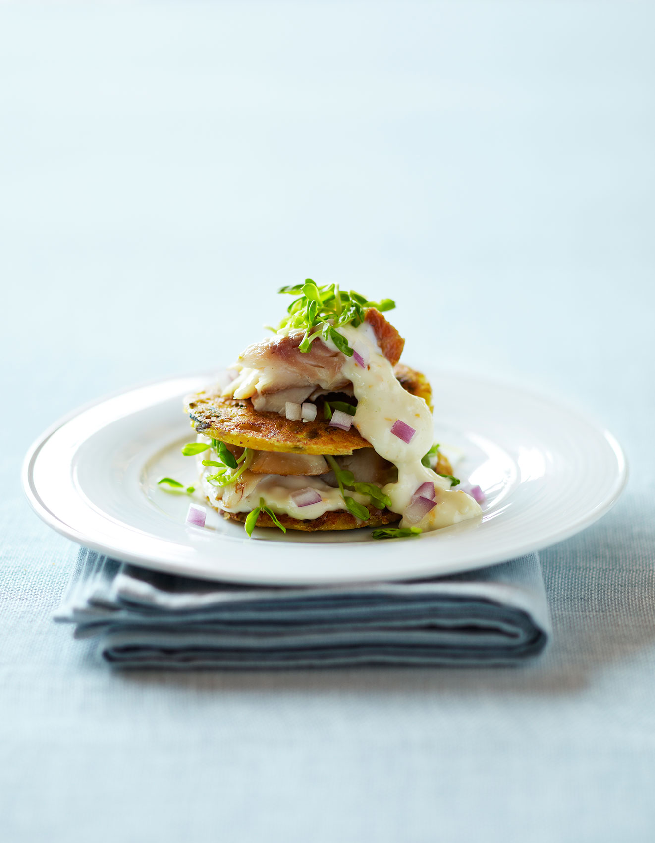 Vanilla Table • Dancing Chef Smoked Trout with Sprouts & Red Onions • Cookbook & Editorial Food Photography
