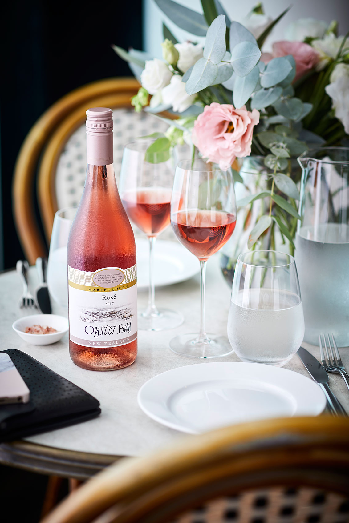 Marlborough Oyster Bay Rosé New Zealand Wine • Beverage & Liquid Photography