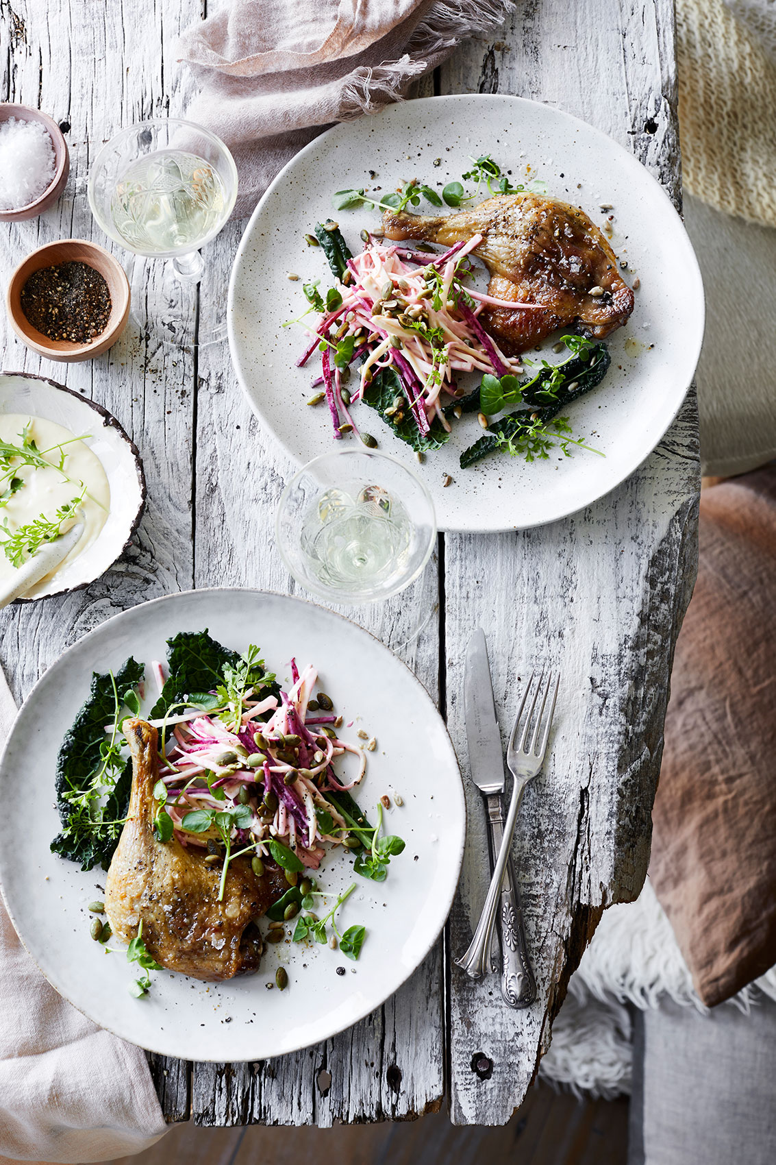 Roast Duck Leg with Radicchio & Kale • Advertising & Editorial Food Photography