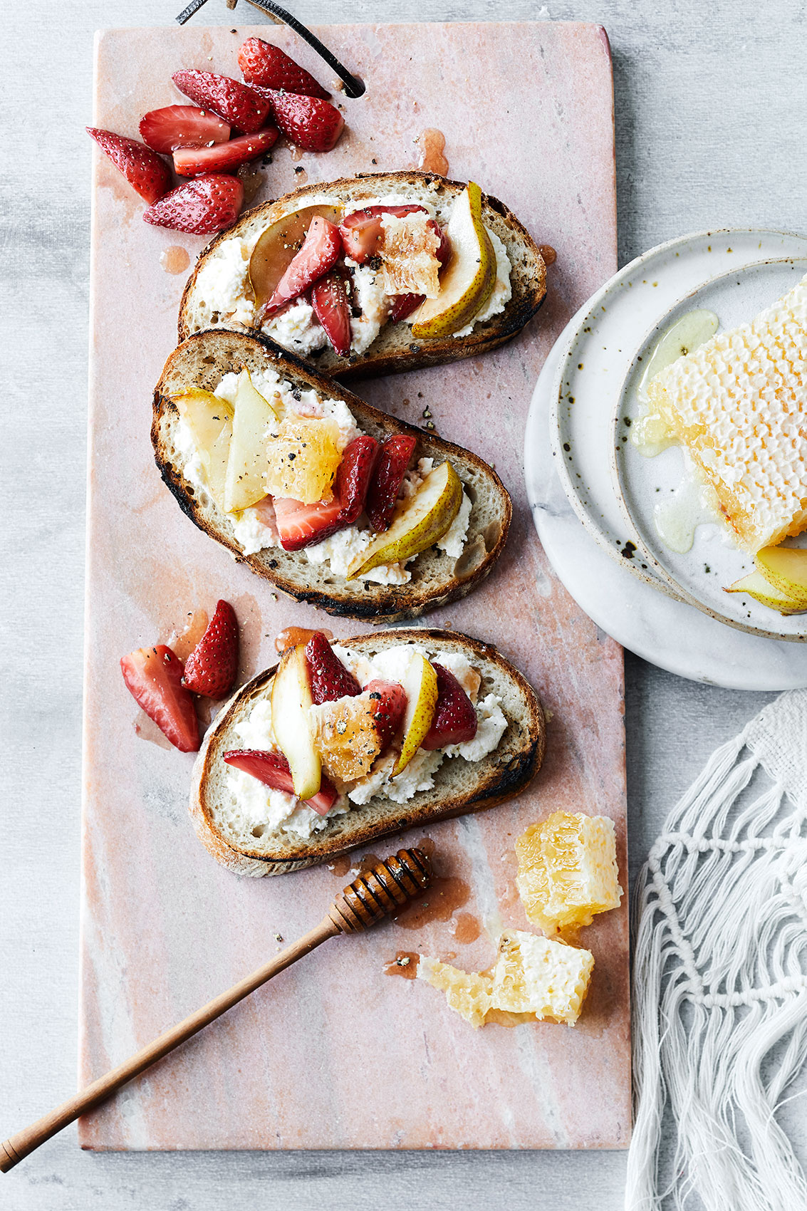 Strawberry Sourdough Sandwiches with Honey • Advertising & Editorial Food Photography