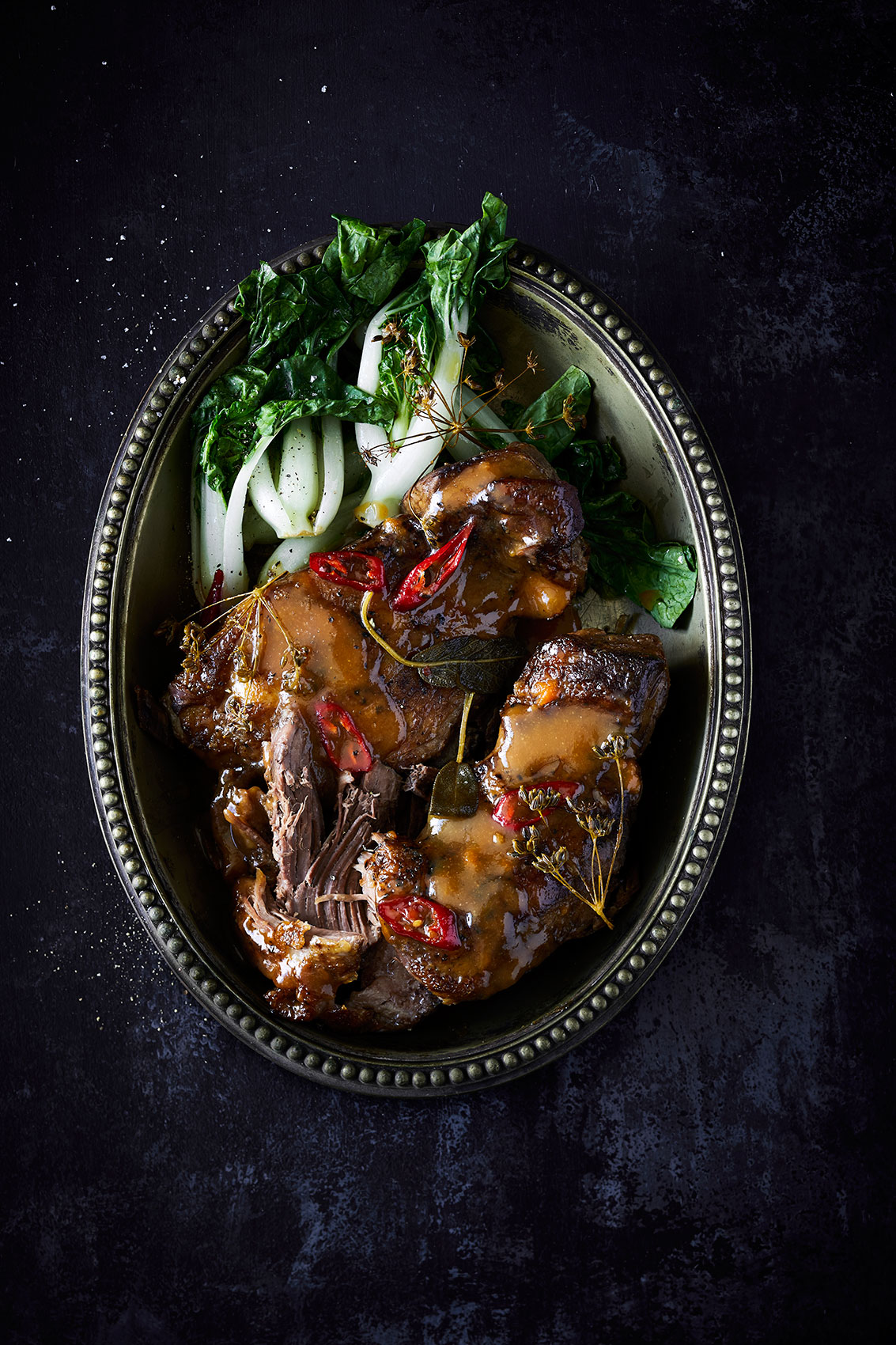 Miso Lamb Shoulder with Sliced Chilli & Herbs • Advertising & Editorial Food Photography