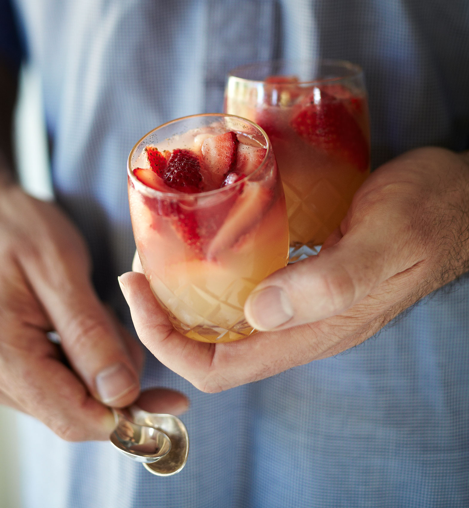 Everyday • Fruit Jellies with Fresh Strawberries in Crystal Glasses • Hospitality & Editorial Food Photography