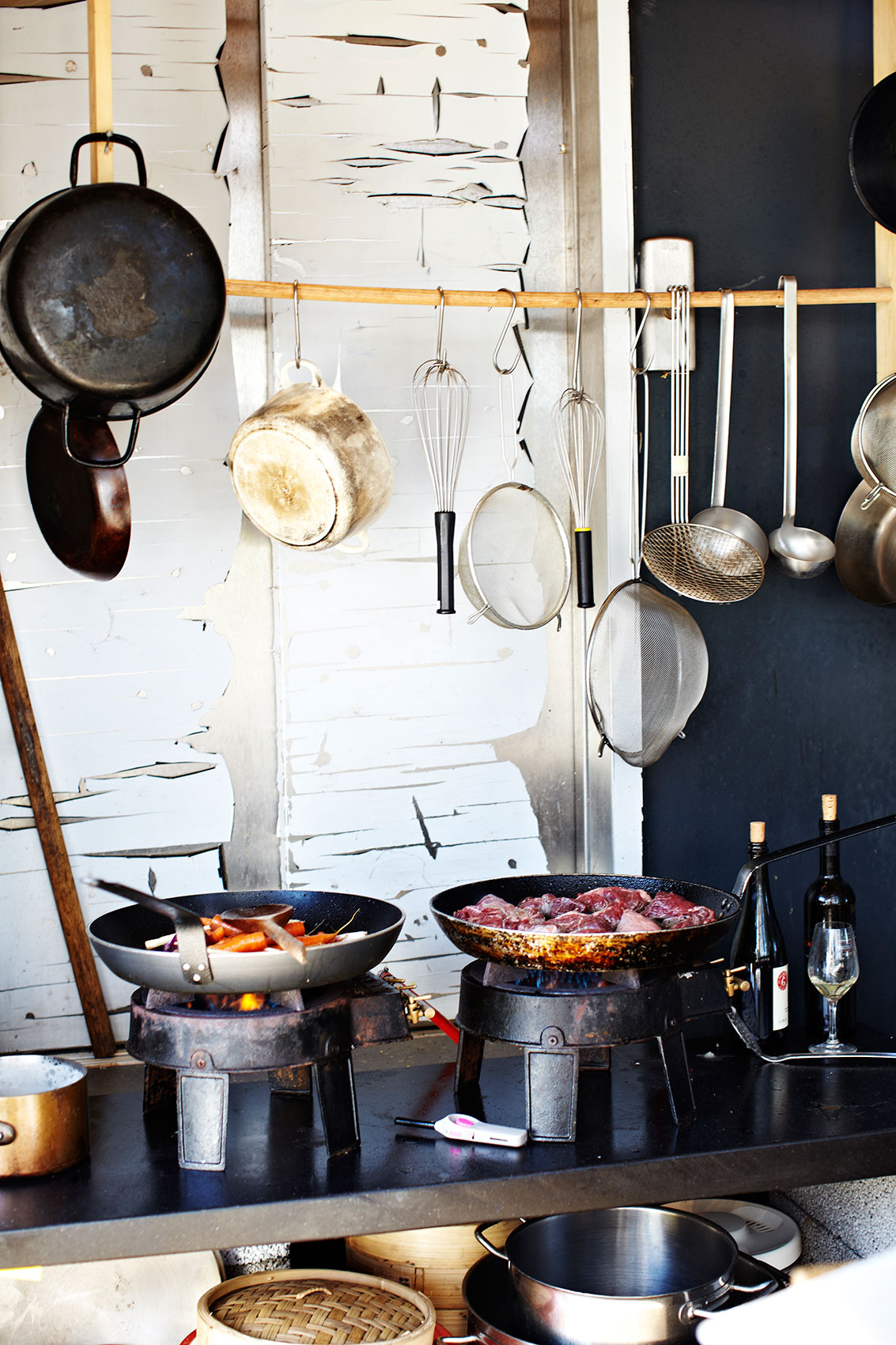 Stedsans in the Woods • Searing Red Meat in Simple Outdoor Kitchen • Lifestyle & Editorial Food Photography
