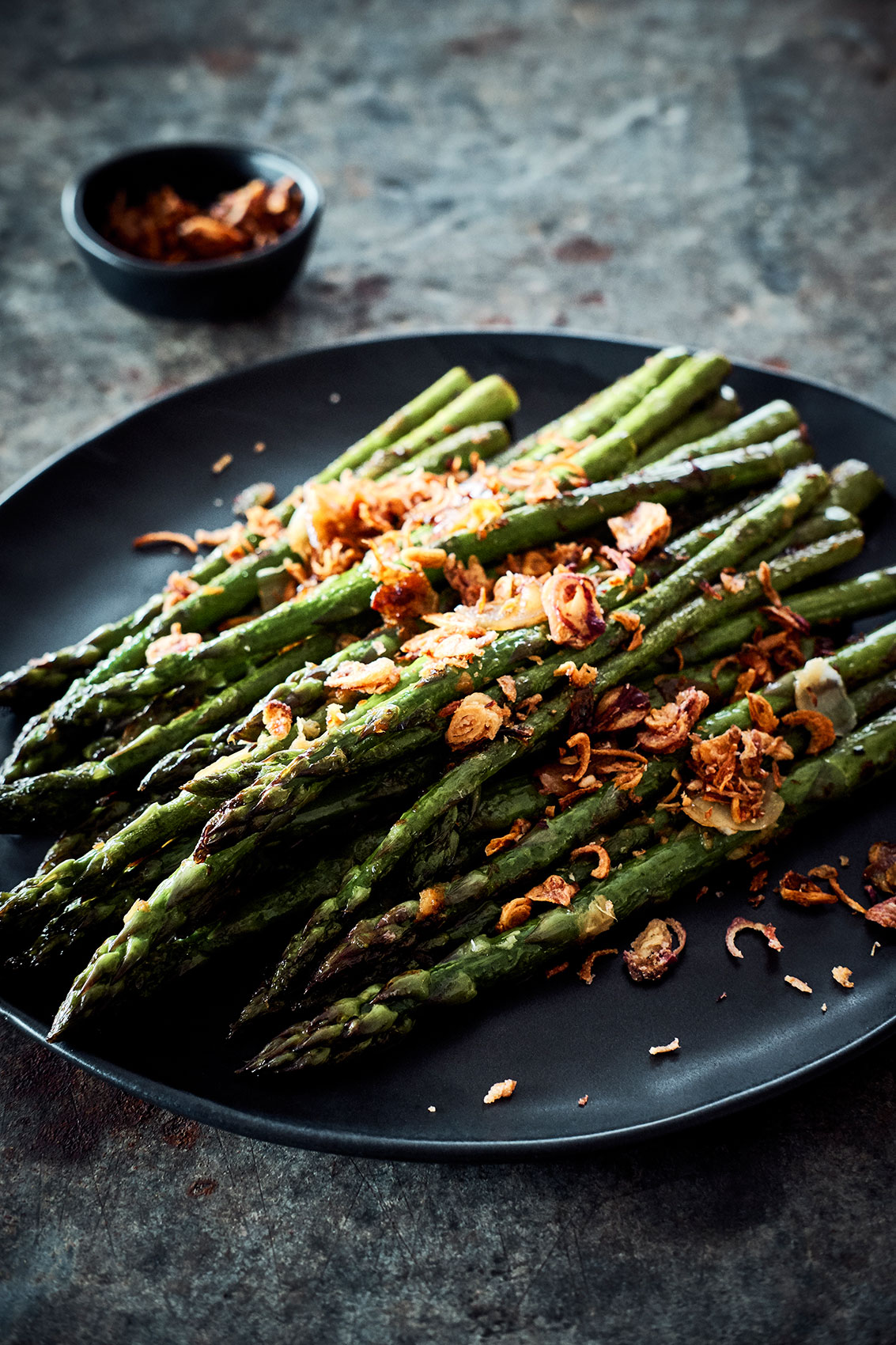 Shared Kitchen • Grilled Asparagus with Crispy Fried Shallots • Lifestyle & Editorial Food Photography