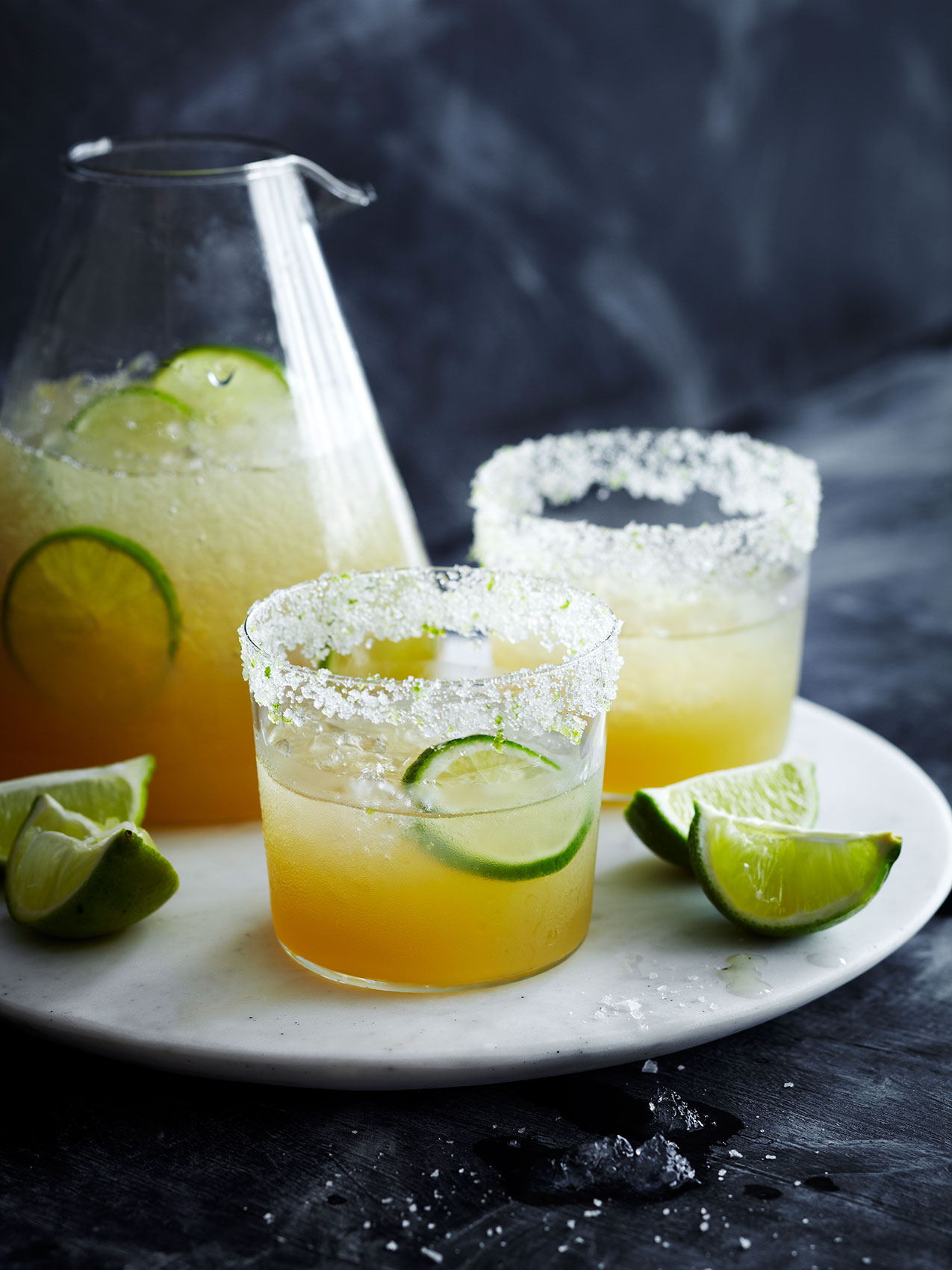 Perfect Salt Margarita with Cut Lime • Beverage & Liquid Photography