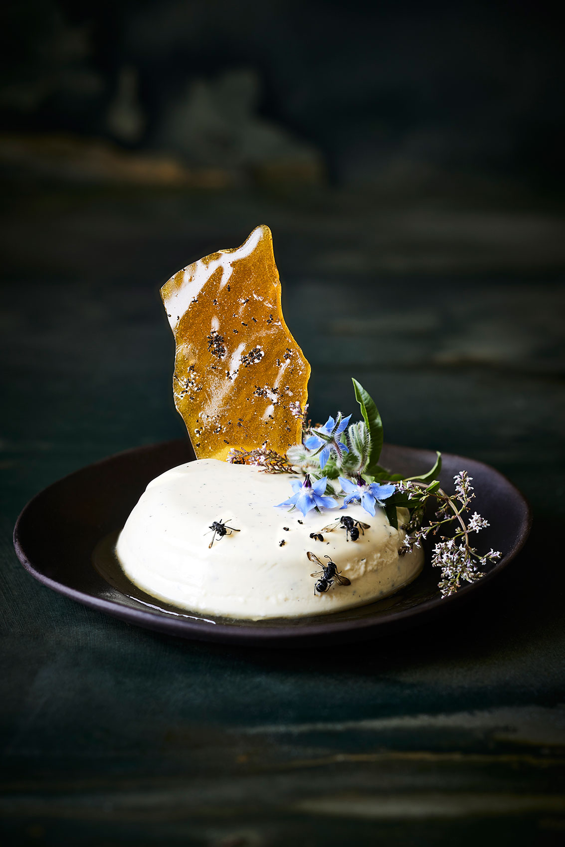 The Bug Project • Ant Almond Panna Cotta with Wild Flowers • Advertising & Fine Art
