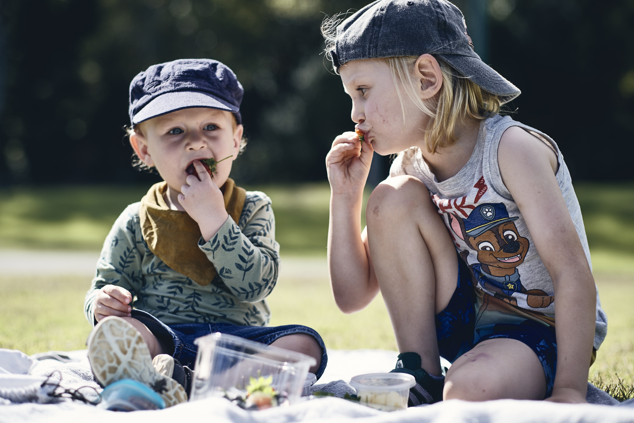 Lockdown • Little Boys Eating Strawberries at the Park • Lifestyle & Portrait Photography