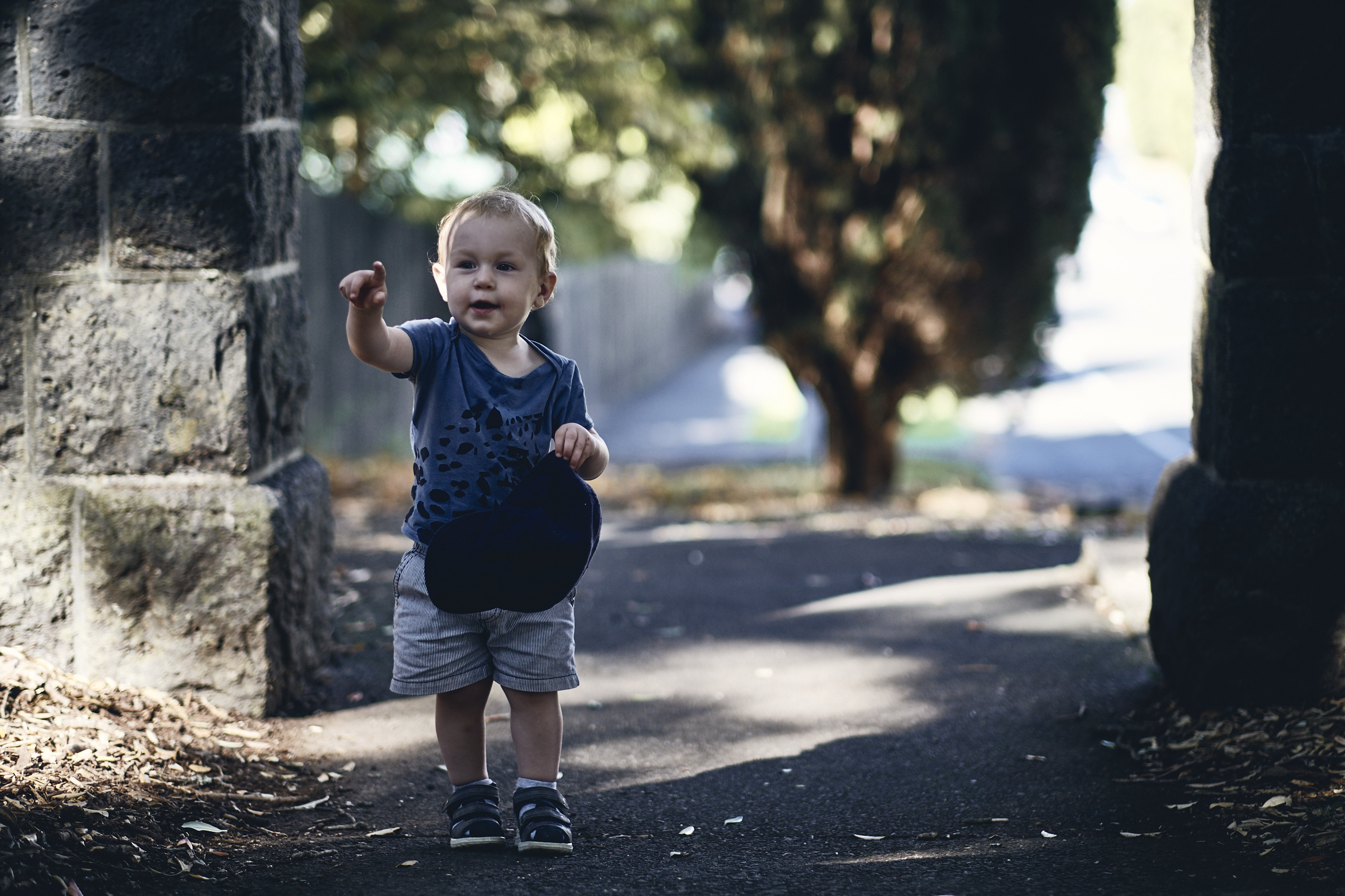 Lockdown • Young Boy Walking on Footpath Pointing • Lifestyle & Portrait Photography