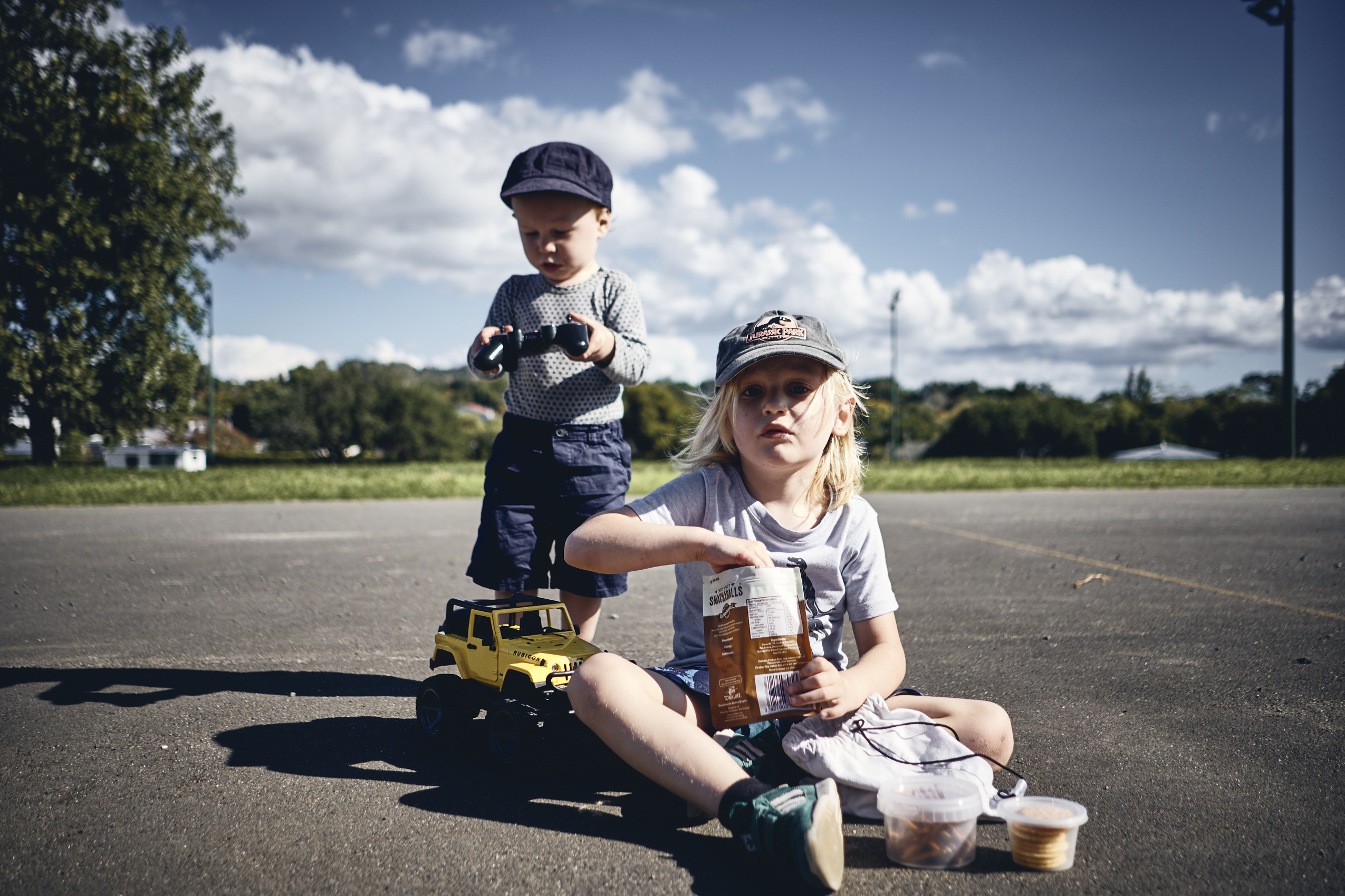Lockdown • Boys Playing on Courts with Snacks & RC Car • Lifestyle & Portrait Photography