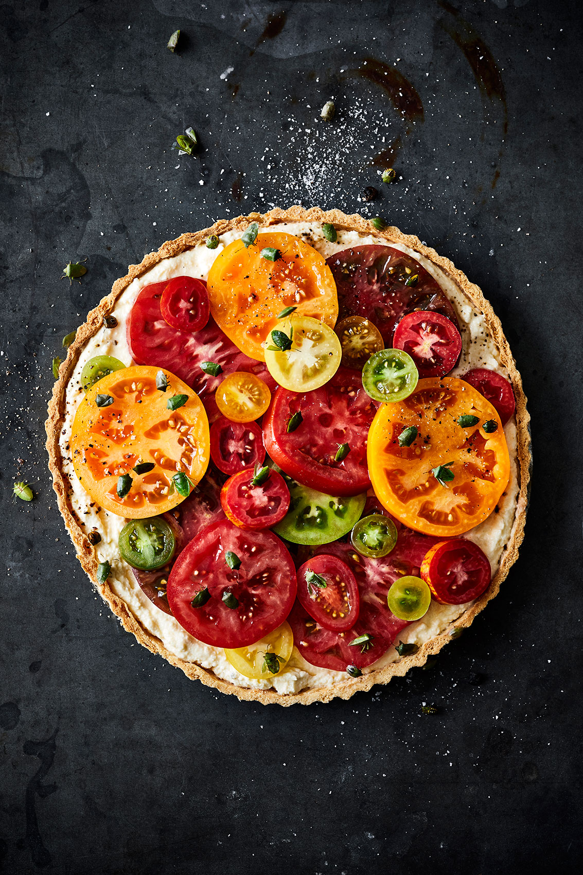 The Bug Project 2.0 • Stink Beetle Yellow, Red & Green Tomato Tart • Advertising & Fine Art Food Photography