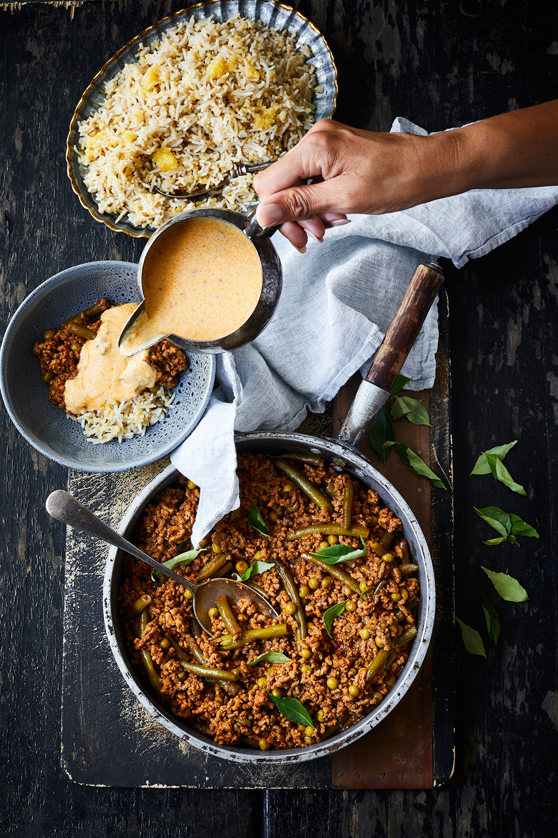 My Indian Kitchen • Minced Lamb Curry with Fresh herbs & Basmati Rice • Cookbook & Editorial Food Photography