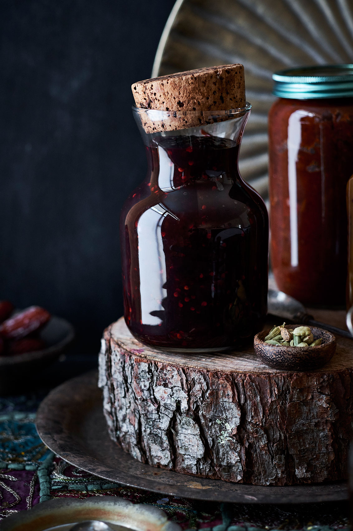 My Indian Kitchen • Home-Made Dark Chutney in Corked Glass Jar • Cookbook & Editorial Food Photography