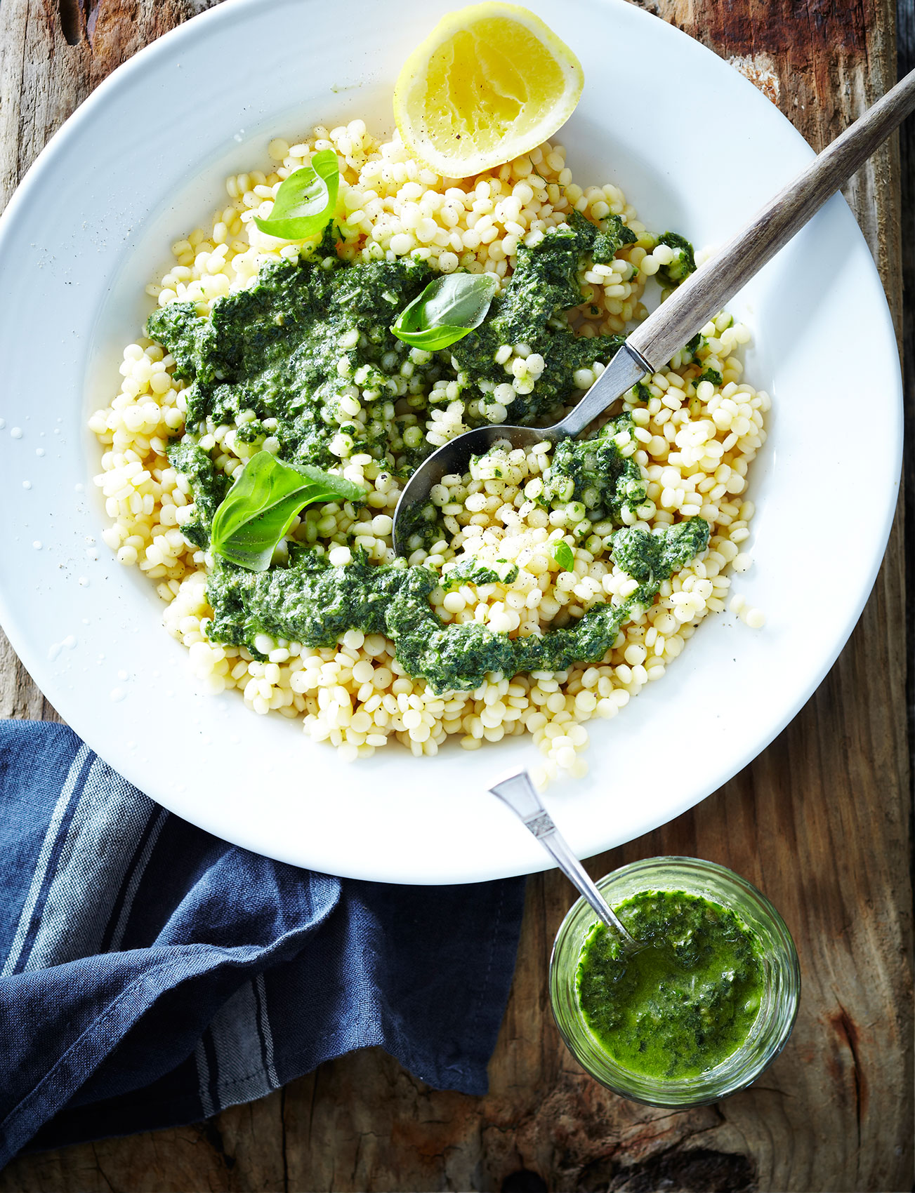 Simple Salads • Health Conscious Israeli Couscous with Pesto & Lemon • Cookbook & Editorial Food Photography
