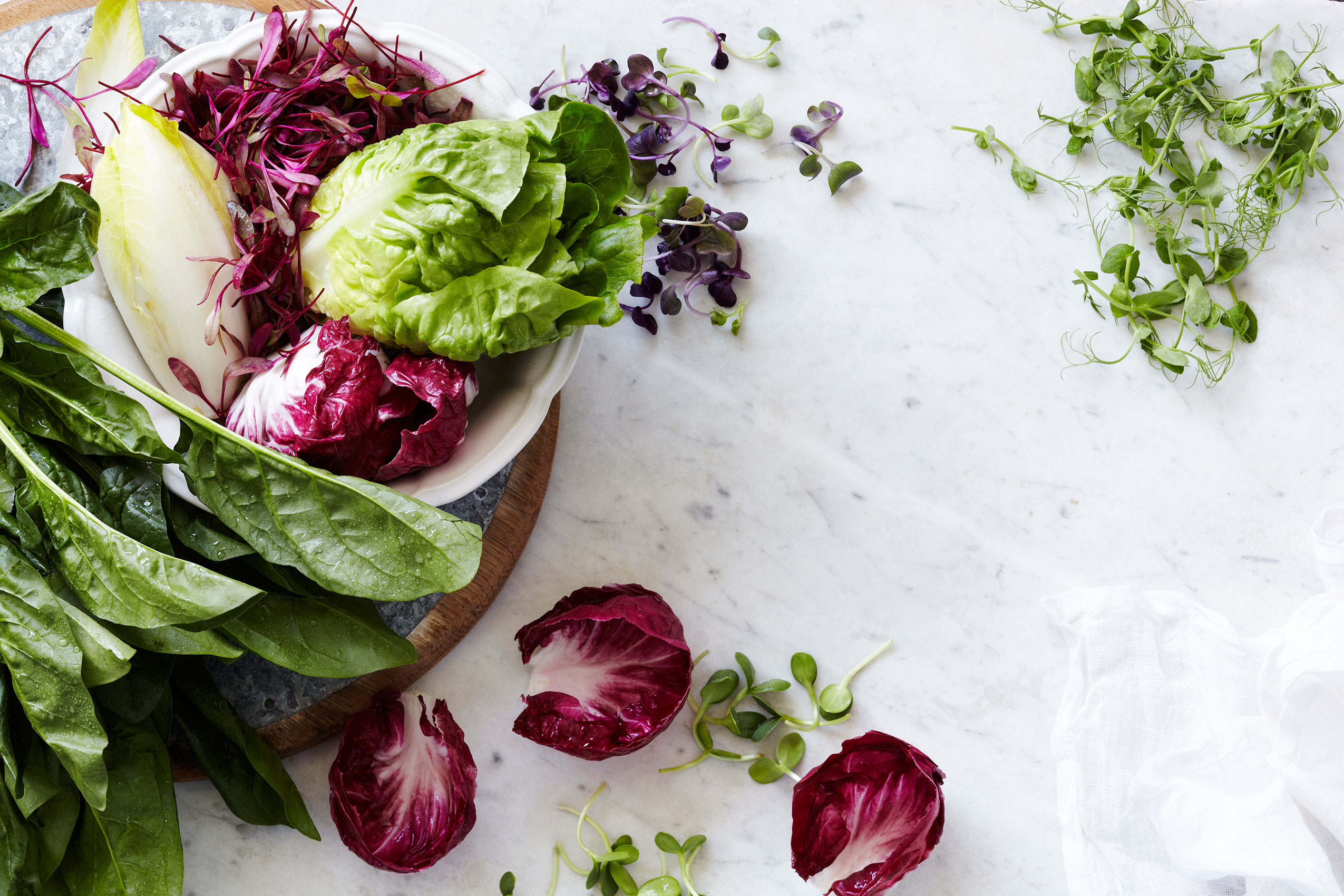 Simple Salads • Health Conscious Fresh Leafy Green & Purple Vegetables • Cookbook & Editorial Food Photography