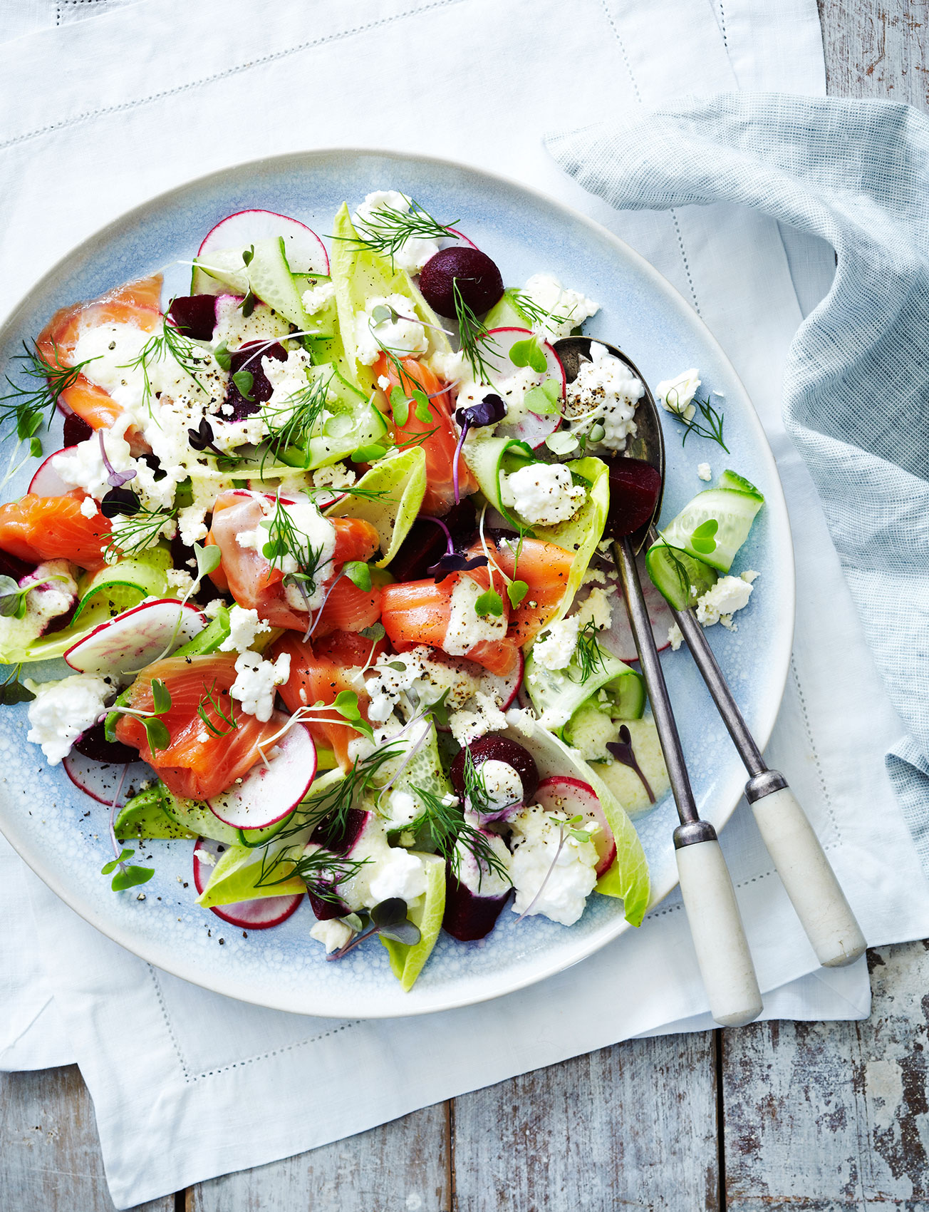 Simple Salads • Ladies Lunch Salmon & Feta Salad with Cucumber & Dill • Cookbook & Editorial Food Photography