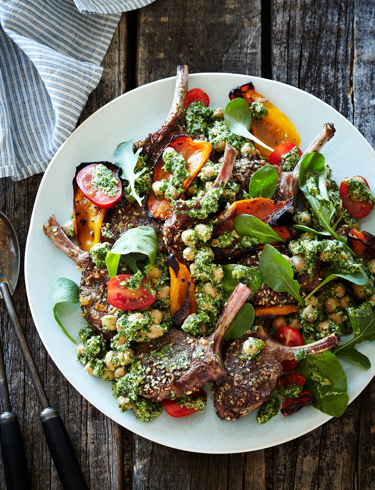 Simple Salads • Lamb Chop & Chic Pea Salad with Grilled Capsicum • Cookbook & Editorial Food Photography