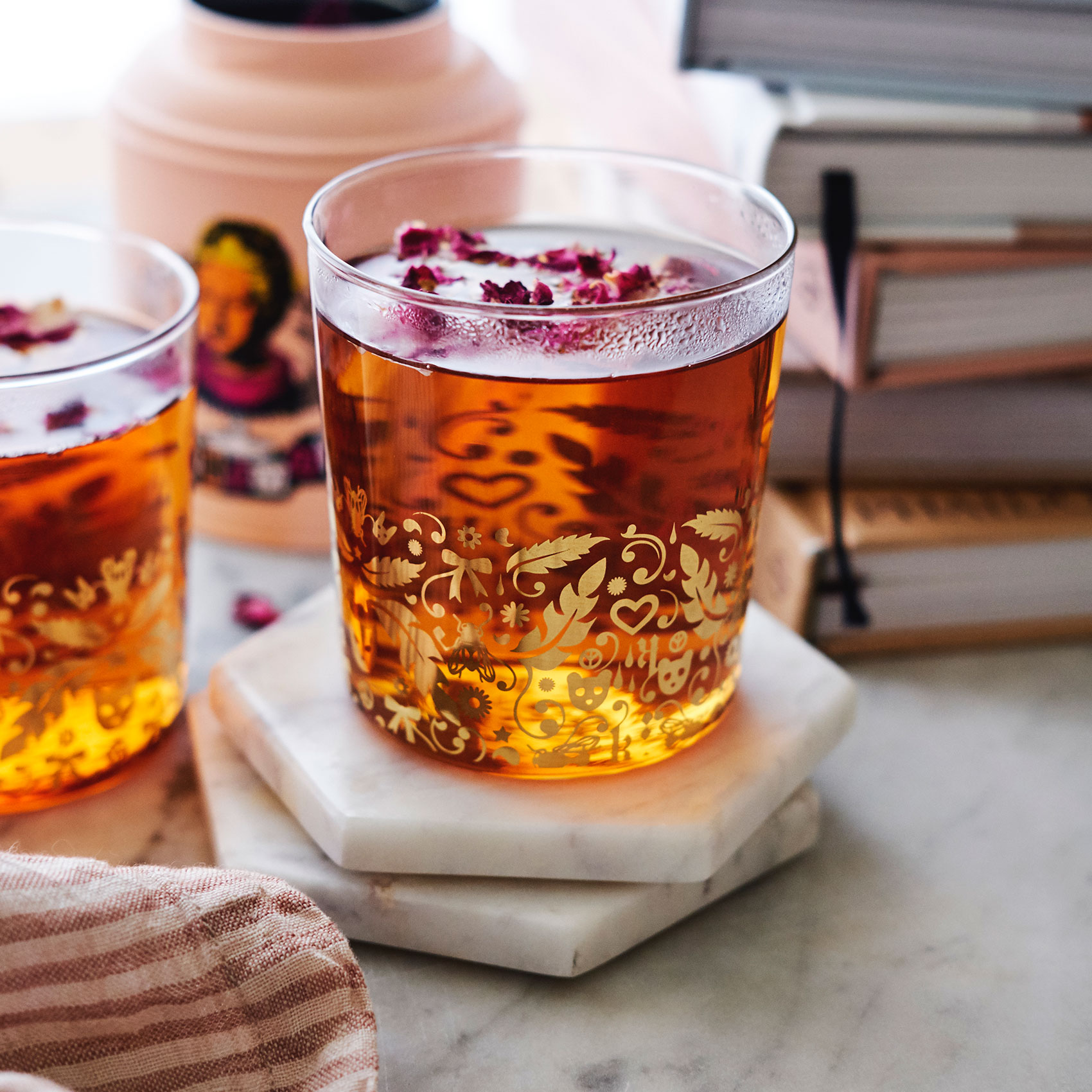 Karen Walker Runaway Tea with Florals • Beverage & Liquid Photography
