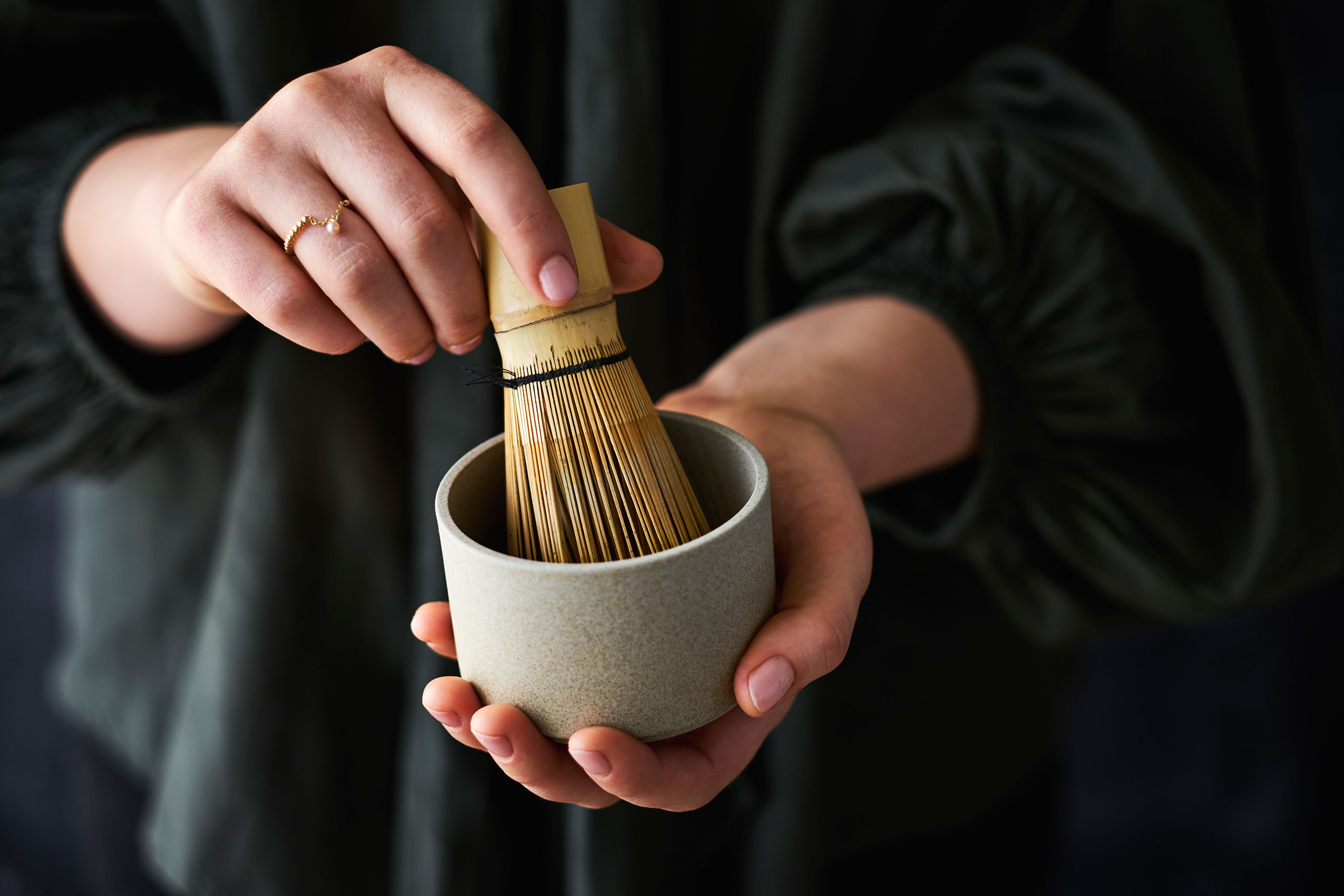 Bamboo Matcha Whisk & Stoneware Yunomi • Editorial & Advertising Food Photography