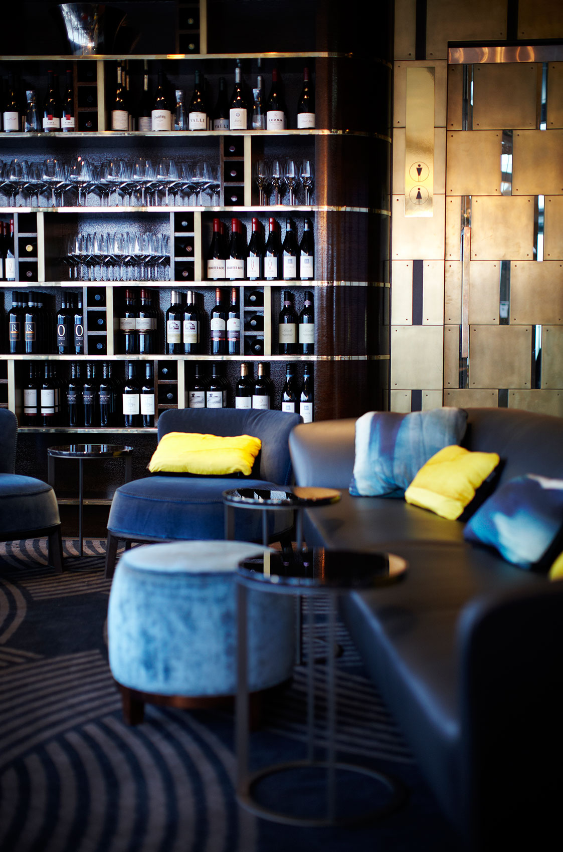 Sky City Luxury Dark-Toned Wine Lounge • Architecture & Interior Photography