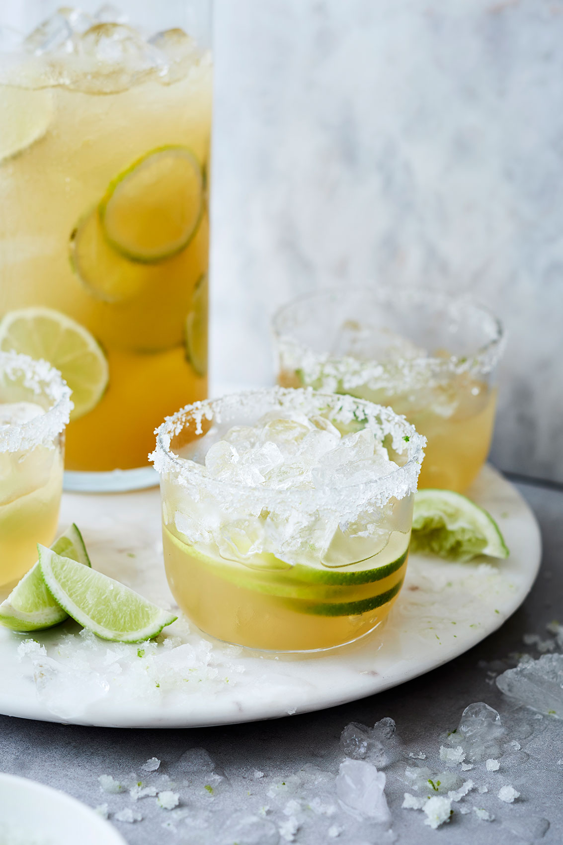Salt Margarita with Fresh Lime Slices • Liquid & Beverage Photography
