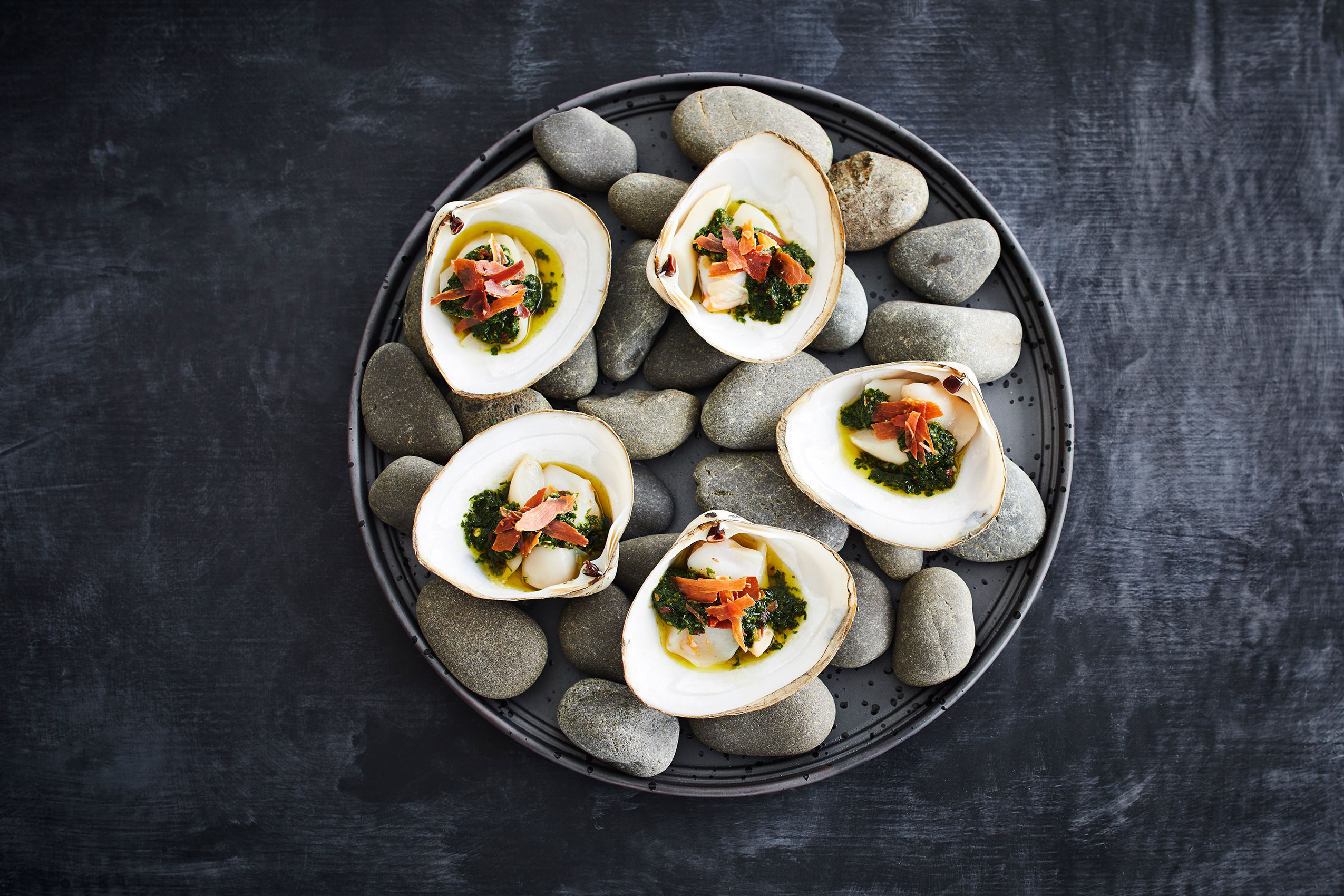 Cloudy Bay Clams on River Rocks • Advertising & Editorial Food Photography