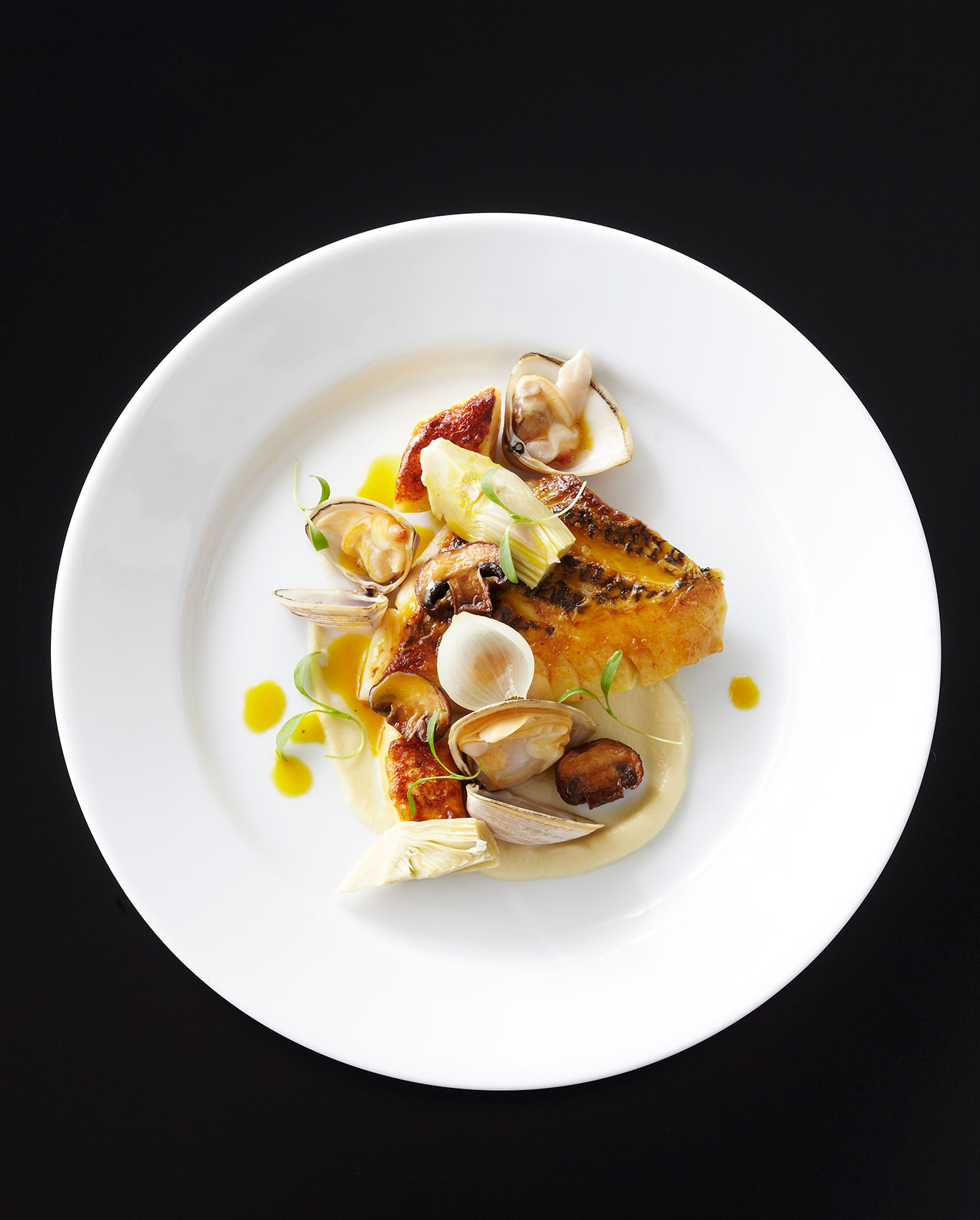Southon Cooking • The Foodstore Panfried Snapper with Shellfish & Mushrooms • Hospitality & Editorial Food Photography