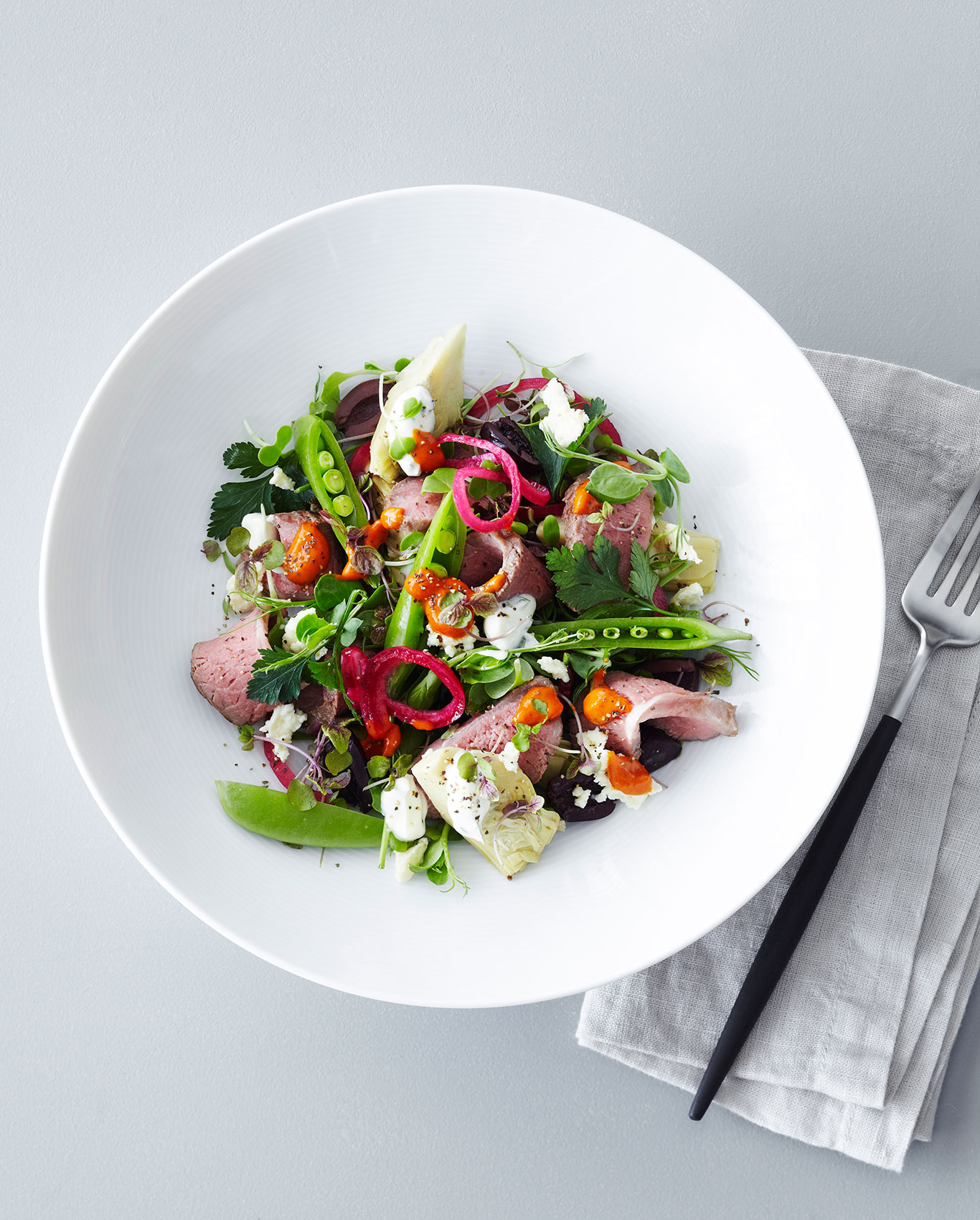 Southon Cooking • Classic Kiwi Modern Merino Lamb Salad with Snow Peas • Hospitality & Editorial Food Photography