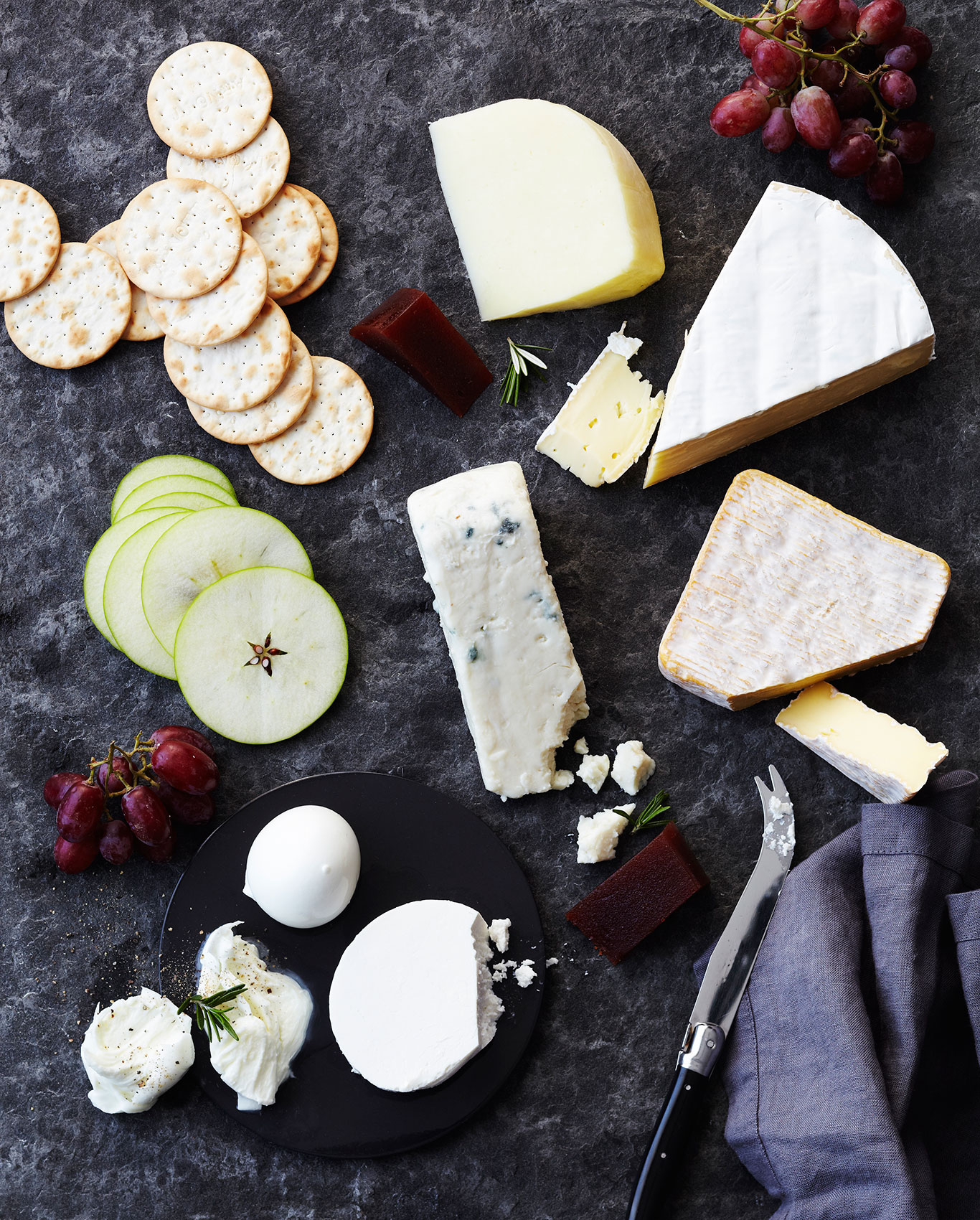 Southon Cooking • The Foodstore Cheeseboard with Grape, Apple & Rosemary • Hospitality & Editorial Food Photography