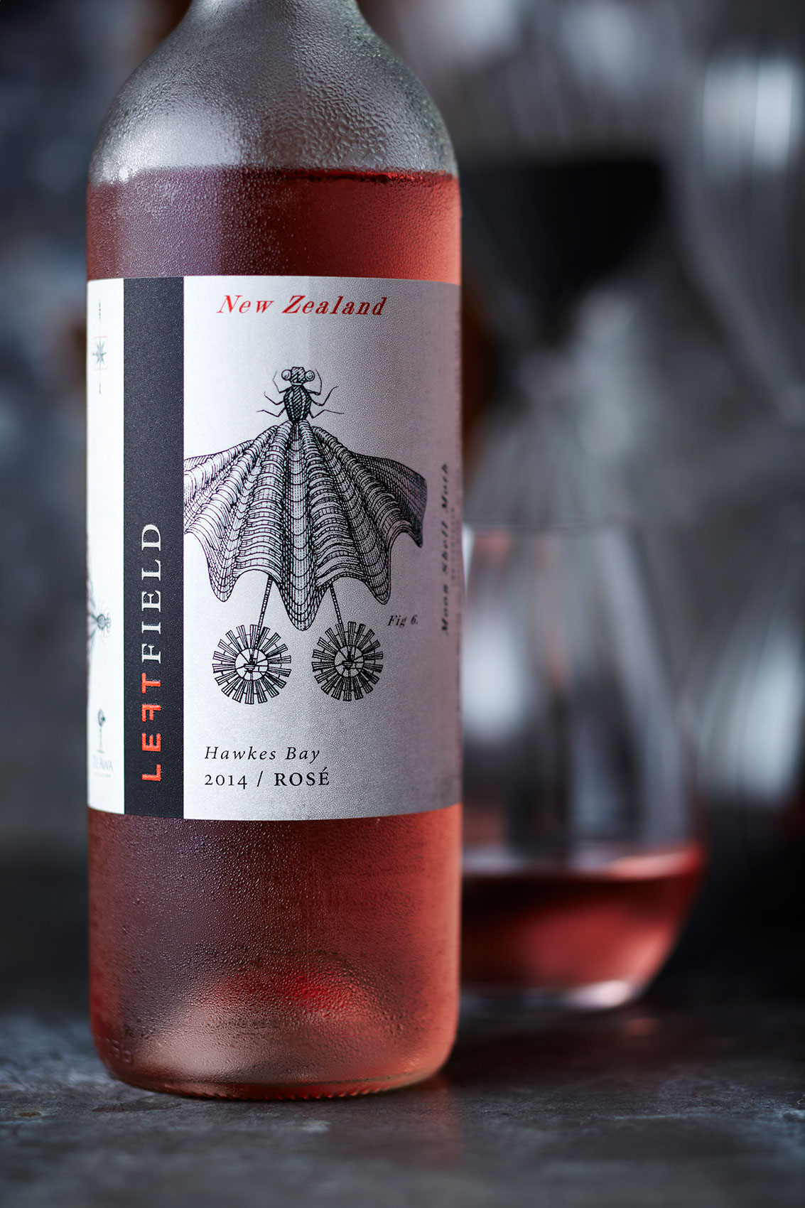 Hawkes Bay Leftfield Rosé Wine Bottle Label • Beverage & Liquid Photography